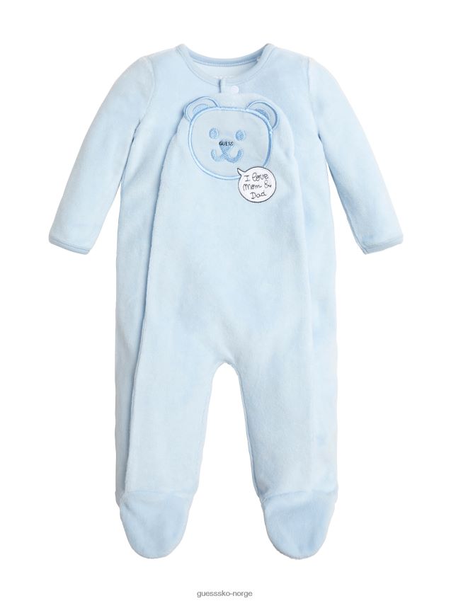 Guess bjørnebody i velour (0-12m) frostet blå frostet blå gutt F0LJ8011560