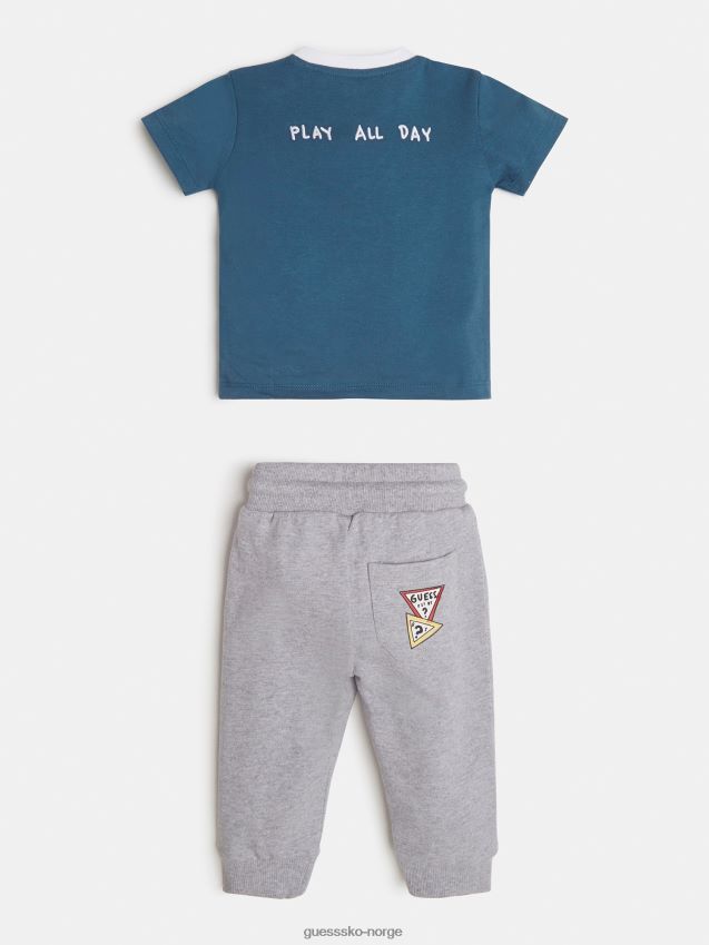 Guess blå multi t-skjorte og buksesett blå multi gutt F0LJ802098