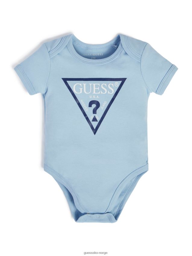 Guess bodysuit med frostet blå logo (0-24m) frostet blå gutt F0LJ8011485