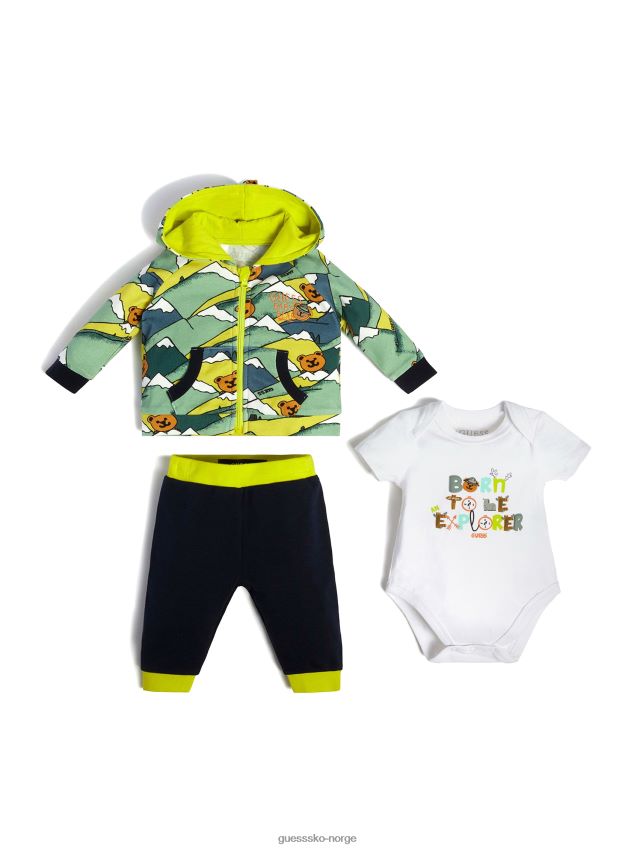 Guess fjelltrykk grafisk hettegenser bodysuit og buksesett (0-24m) fjelltrykk gutt F0LJ8011159