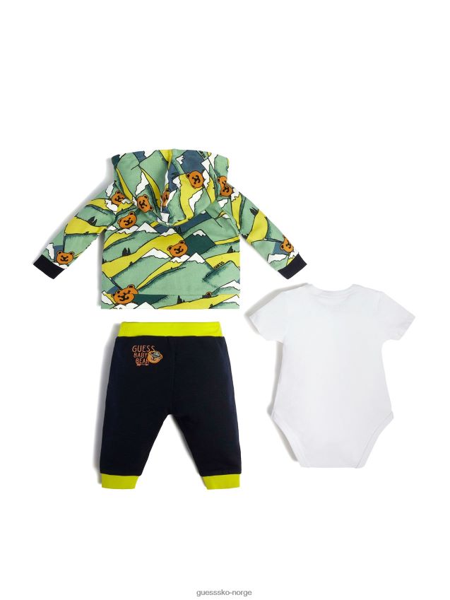 Guess fjelltrykk grafisk hettegenser bodysuit og buksesett (0-24m) fjelltrykk gutt F0LJ8011159