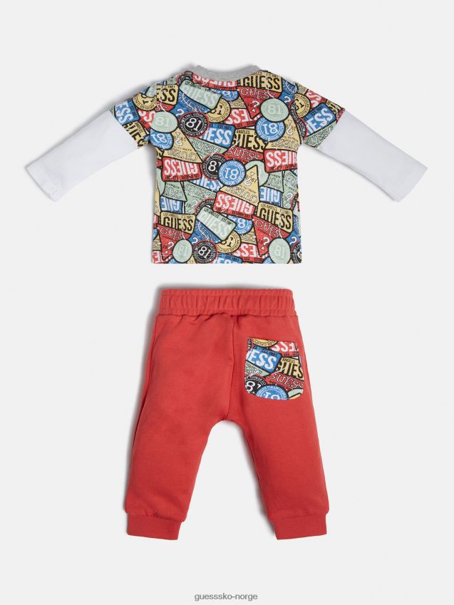 Guess flerfarget mønster trekant t-skjorte og buksesett flerfarget mønster gutt F0LJ802109