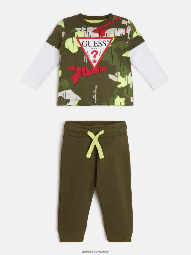 Guess grønn multi t-skjorte og buksesett grønn multi gutt F0LJ801939