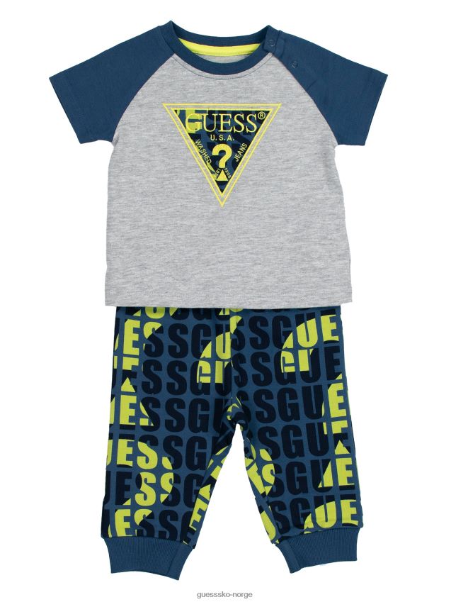 Guess logo t-skjorte og buksesett (3-18m) lys steinlyng lys steinlyng gutt F0LJ8011356