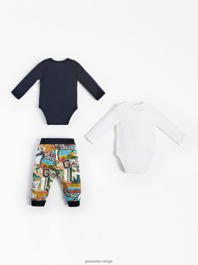 Guess pakke 2 body og buksesett blå multi blå multi gutt F0LJ801969