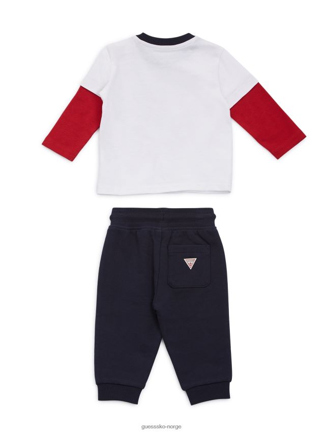 Guess ren hvit langermet logo-t-skjorte og joggebukser (0-24m) Ren hvit gutt F0LJ8011176