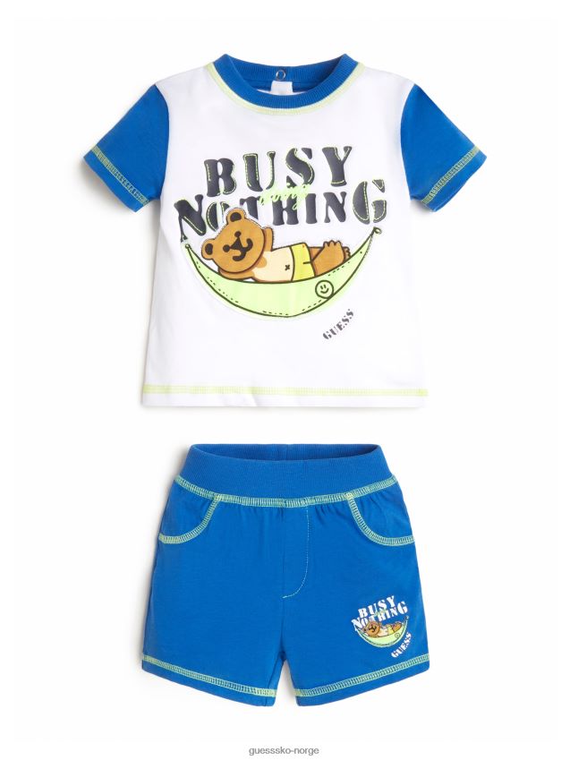 Guess rent hvit lounge bear tee og shorts sett (3-18m) Ren hvit gutt F0LJ8011409