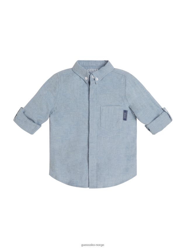 Guess børstet fiskebeinsskjorte (3m-7) polarblå multi polarblå multi gutt F0LJ8011330