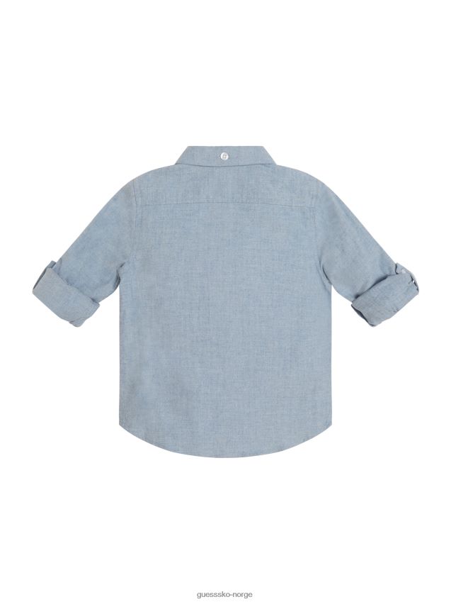 Guess børstet fiskebeinsskjorte (3m-7) polarblå multi polarblå multi gutt F0LJ8011330