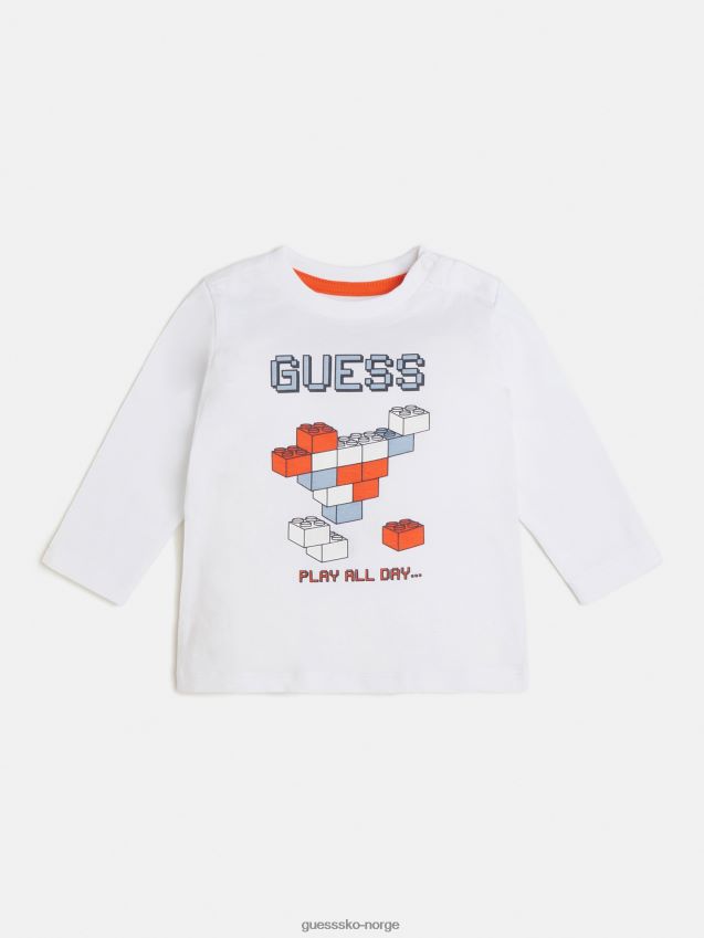Guess hvit front logo t-skjorte ny trend hvit gutt F0LJ802117