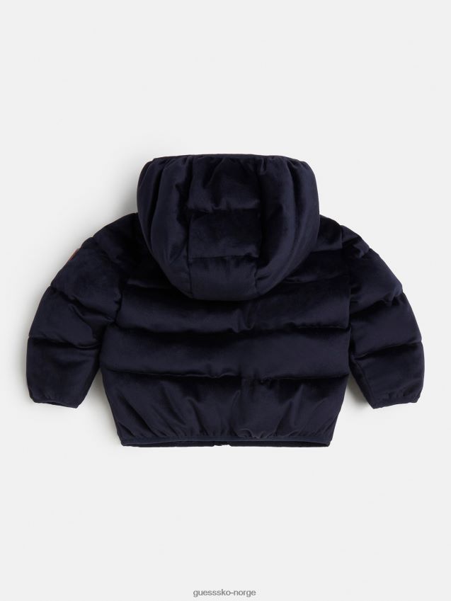 Guess puffer med fløyel med hette blå gutt F0LJ801800