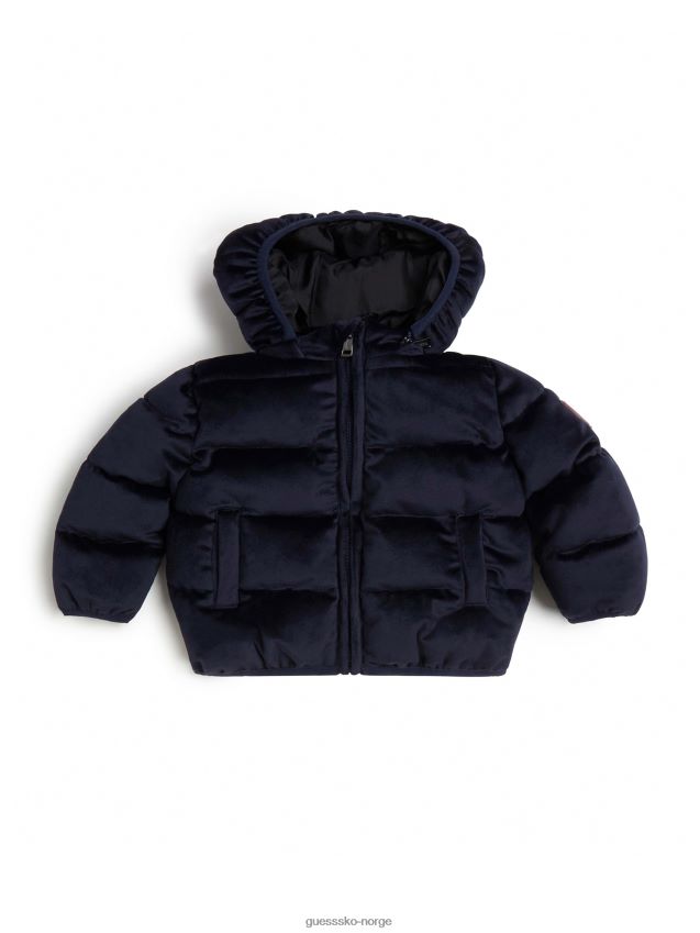 Guess pufferjakke med fløyel hette (0-24m) bleu lgant bleu lgant gutt F0LJ8011275