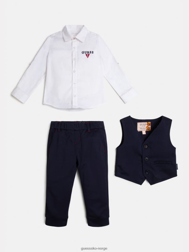 Guess blå front logo vest skjorte buksesett blå gutt F0LJ802113