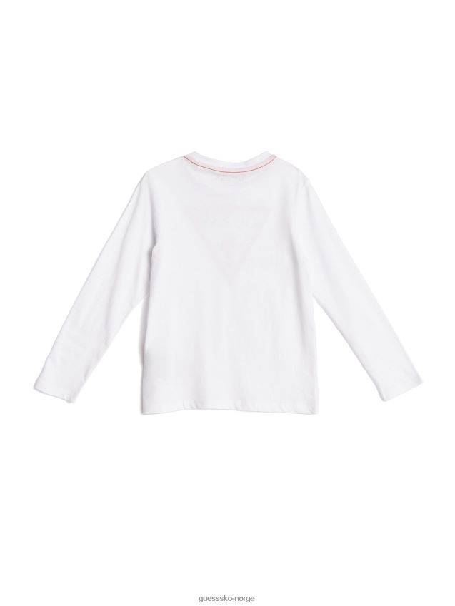 Guess Langermet logo-t-skjorte for barn (2-7) ekte hvit ekte hvit gutt F0LJ8011454