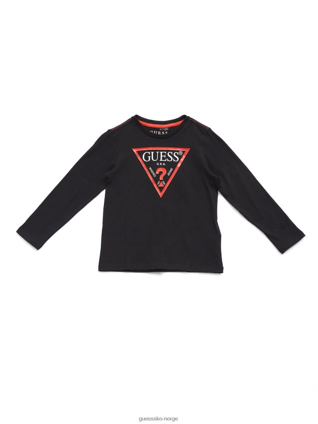 Guess Langermet logo-t-skjorte for barn (2-7) kulsort kulsvart gutt F0LJ8011388