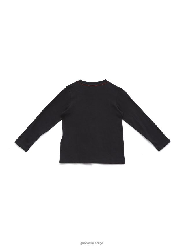 Guess Langermet logo-t-skjorte for barn (2-7) kulsort kulsvart gutt F0LJ8011388