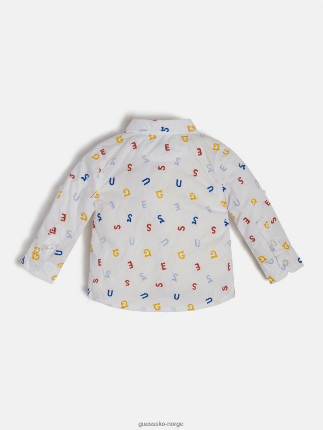 Guess hvit multi all over logo print skjorte hvit multi gutt F0LJ802553