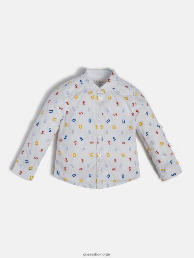Guess hvit multi all over logo print skjorte hvit multi gutt F0LJ802553