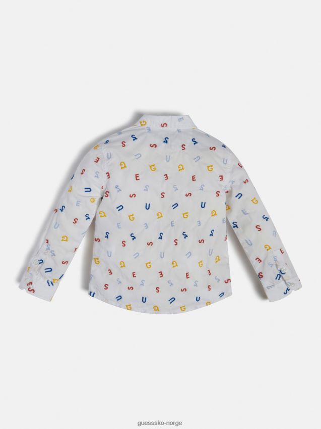 Guess hvit multi all over logo print skjorte hvit multi gutt F0LJ802553