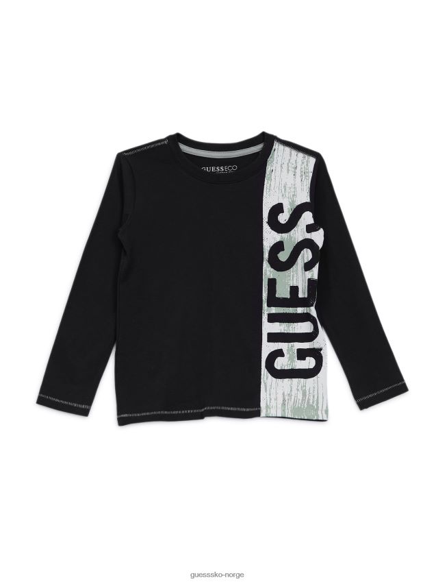 Guess øko-logo langermet t-skjorte (2-7) bleu lgant bleu lgant gutt F0LJ8011240