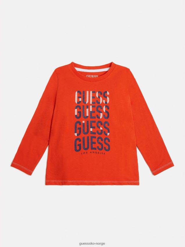 Guess oransje logo-t-skjorte foran oransje gutt F0LJ801920