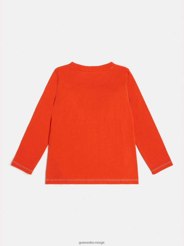 Guess oransje logo-t-skjorte foran oransje gutt F0LJ801920