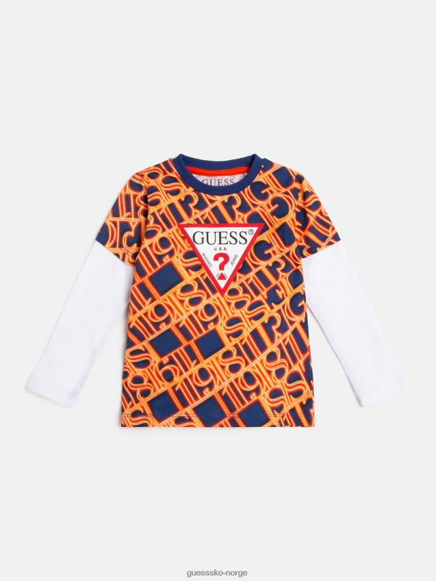 Guess oransje t-skjorte med hele trykk oransje gutt F0LJ802119