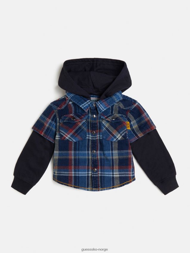 Guess rød rutete hetteskjorte rød gutt F0LJ802142