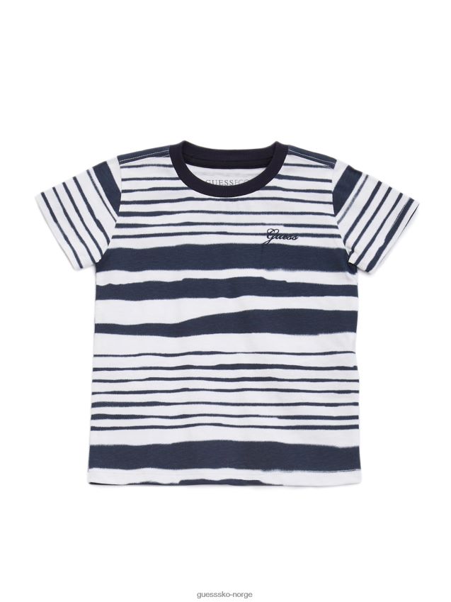 Guess smart blå abstrakt stripe øko stripet t-skjorte (2-7) smart blå abstrakt stripe gutt F0LJ8011497