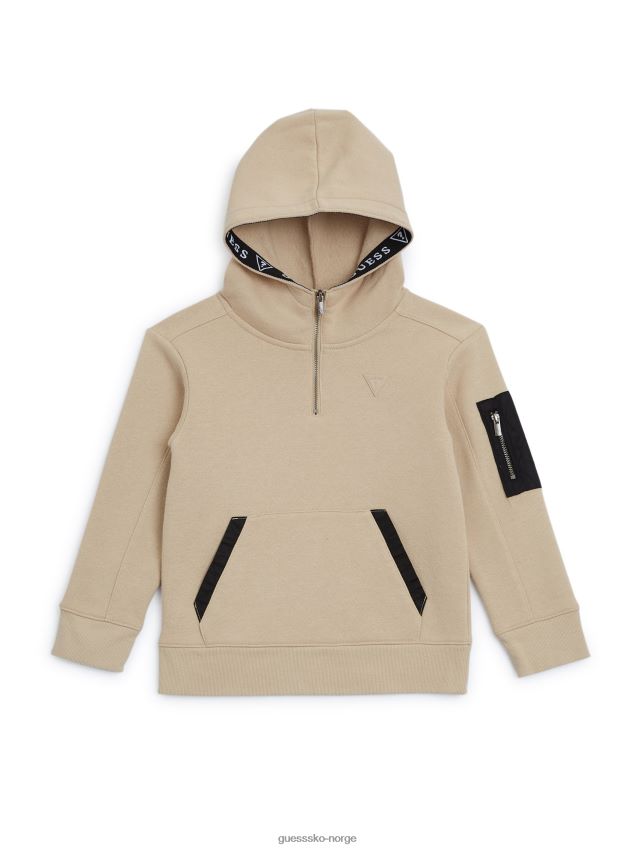 Guess taupe logan genser med halv glidelås (2-6) taupe gutt F0LJ808847