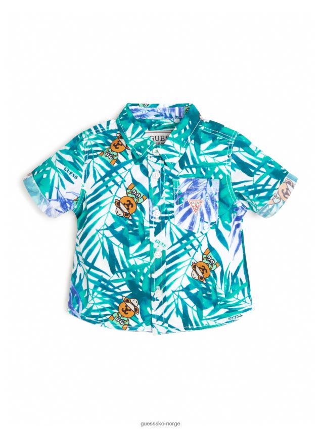 Guess tropisk skjorte med tropisk bjørn og løvverk (2-7) tropisk skog gutt F0LJ8011286