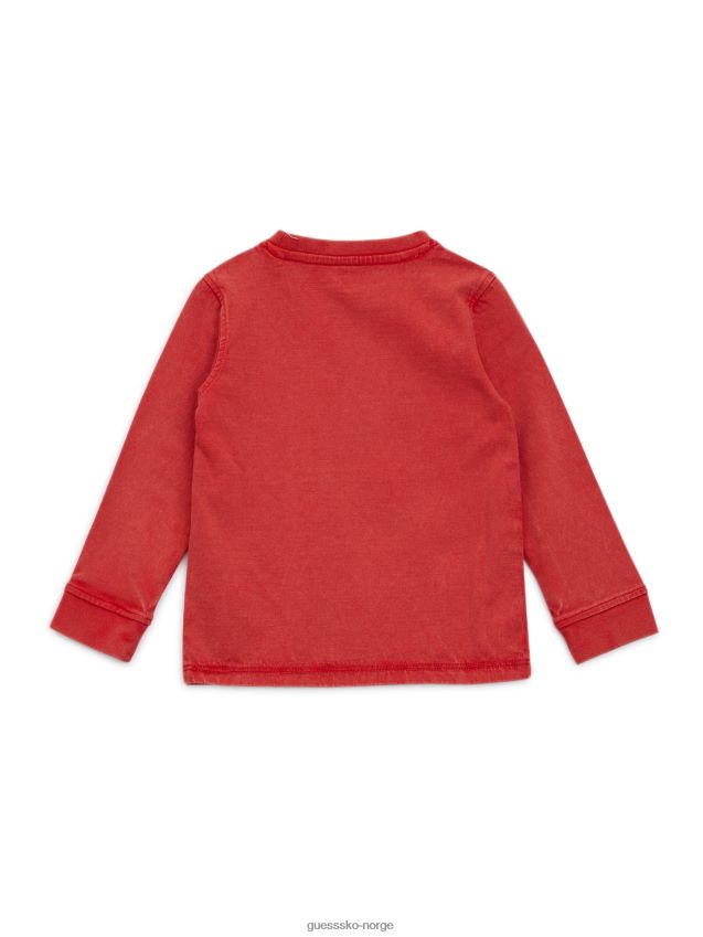 Guess vulkanrød øko-langermet logo-t-skjorte (2-7) vulkan rød gutt F0LJ8011377