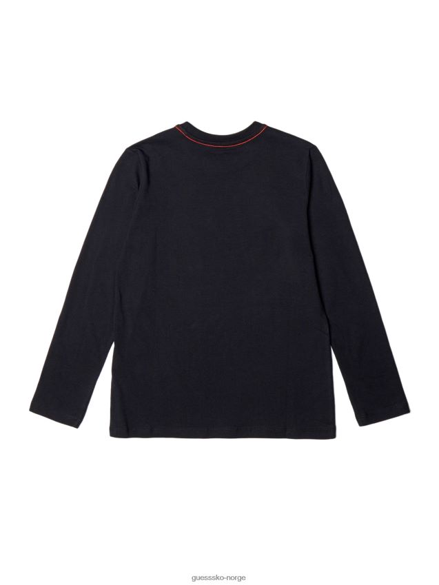 Guess Langermet logo-t-skjorte for barn (7-14) kulsort kulsvart gutt F0LJ8011513