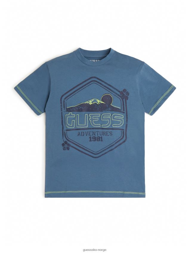 Guess asteroideblå oversize-t-skjorte med vasket logo (7-14) asteroide blå gutt F0LJ8011601