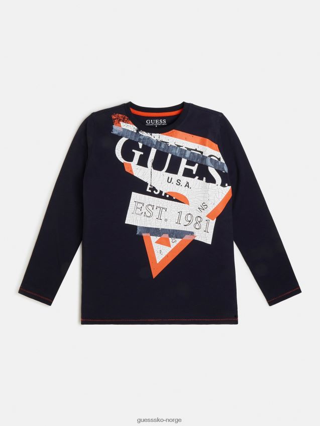 Guess blå front logo t-skjorte ny trend blå gutt F0LJ801789