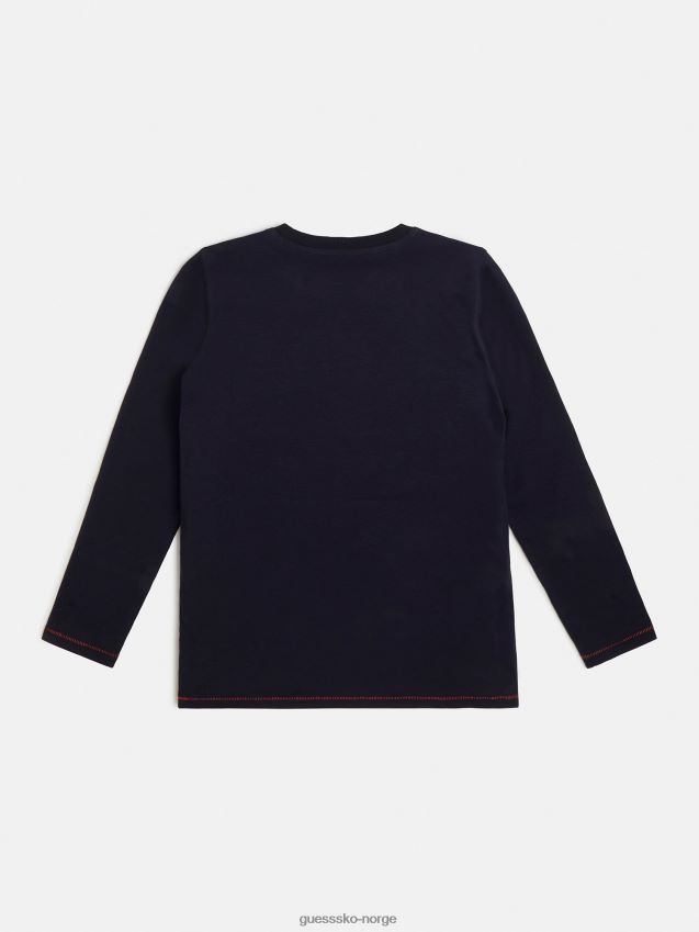 Guess blå front logo t-skjorte ny trend blå gutt F0LJ801789