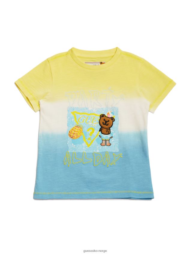 Guess blå/gul/hvit dyp dye dip-dye bear tee (7-16) blå/gul/hvit dyp fargestoff gutt F0LJ8011503