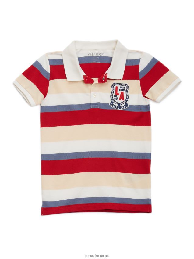 Guess blå og rød/hvit stripe stripete piquet polo (7-14) blå og rød/hvit stripe gutt F0LJ8011258