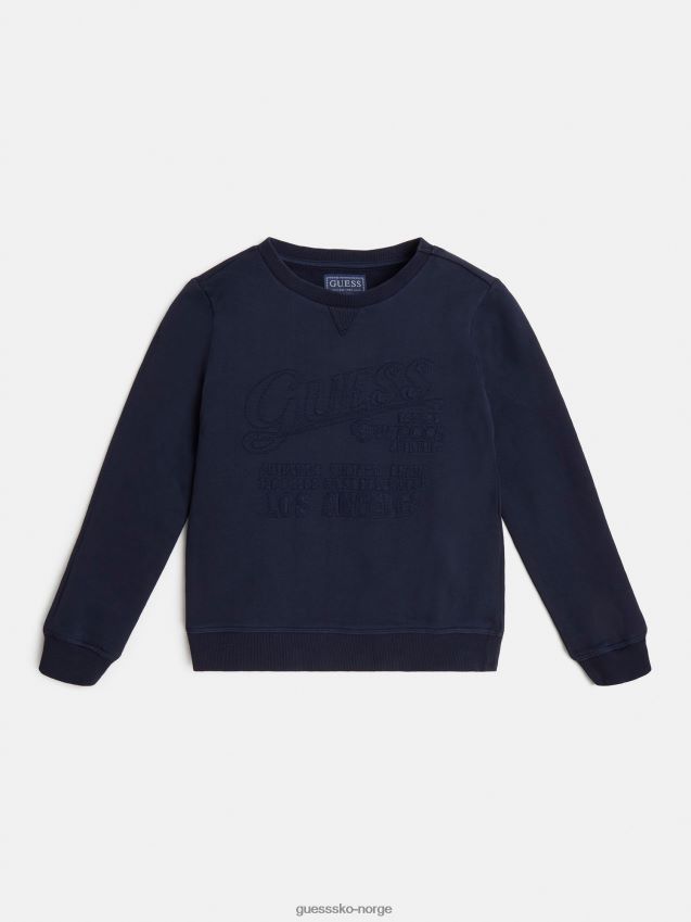 Guess blå sweatshirt med rund hals blå gutt F0LJ802096