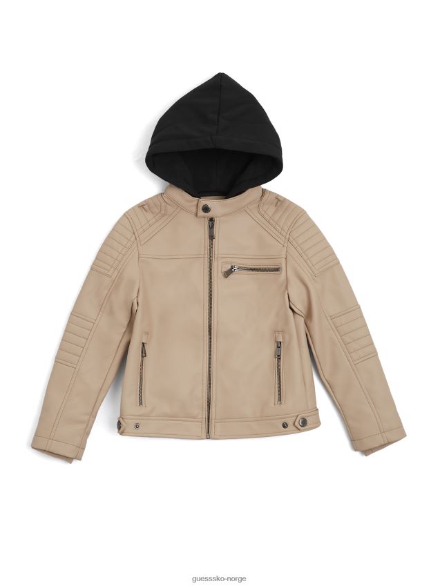 Guess daniel hette moto jakke fløyel taupe fløyel taupe gutt F0LJ808884