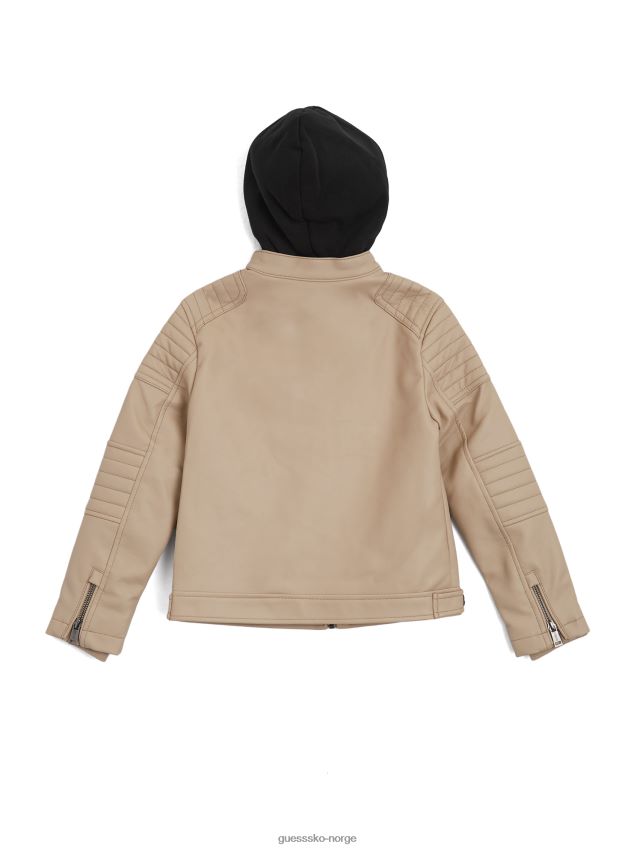 Guess daniel hette moto jakke fløyel taupe fløyel taupe gutt F0LJ808884