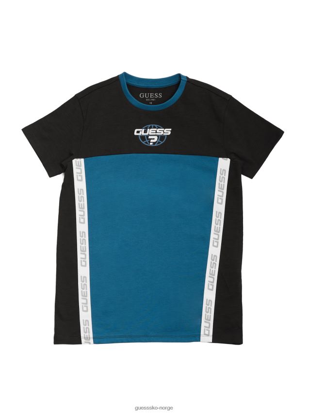 Guess fantasy petrol fargeblokk logo-t-skjorte (7-12) fantasi bensin gutt F0LJ8011656