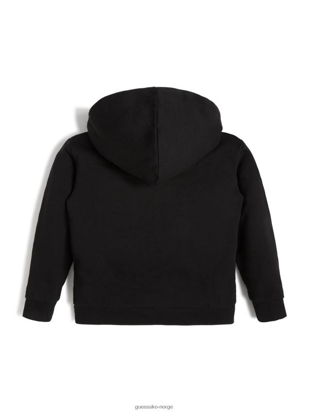 Guess fargeblokk logo hettegenser med glidelås (7-14) kulsort kulsvart gutt F0LJ8011599