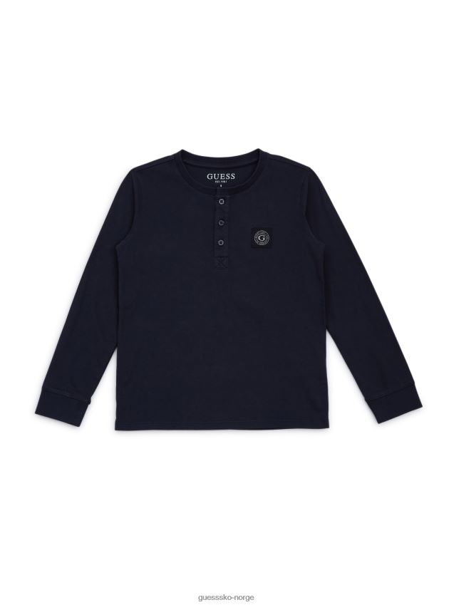 Guess farget henley tee (7-16) bleu lgant bleu lgant gutt F0LJ8011602