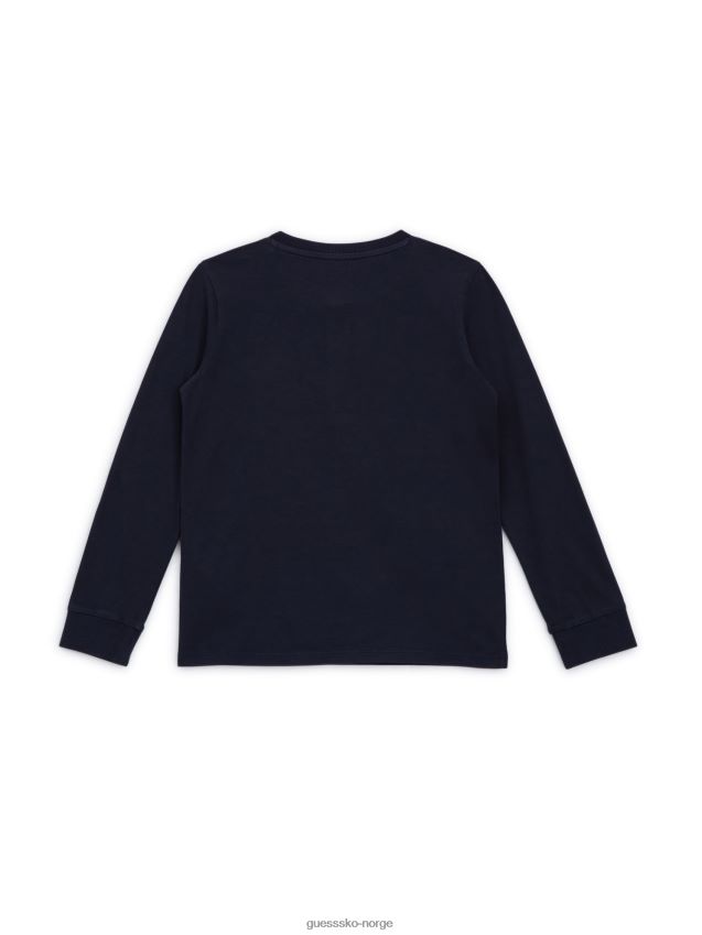 Guess farget henley tee (7-16) bleu lgant bleu lgant gutt F0LJ8011602