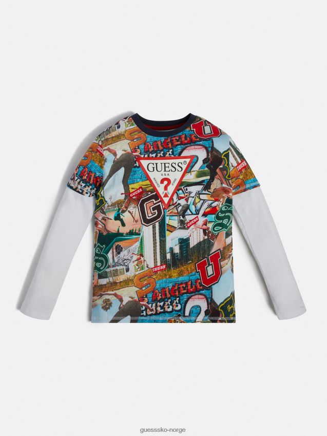 Guess flerfarget t-skjorte med hele trykk flerfarget mønster gutt F0LJ802223