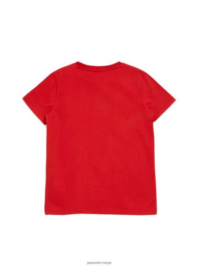 Guess harvey-t-skjorte med brodert logo (7-16) rugbyrød rugby rød gutt F0LJ809093