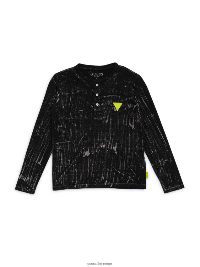 Guess henley tee (7-16) hvit/svart slubby hvit/svart slubby gutt F0LJ8011168