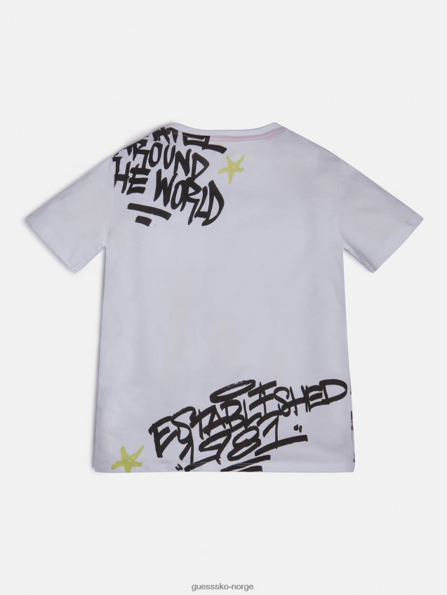 Guess hvit t-skjorte med hele trykk hvit gutt F0LJ802366