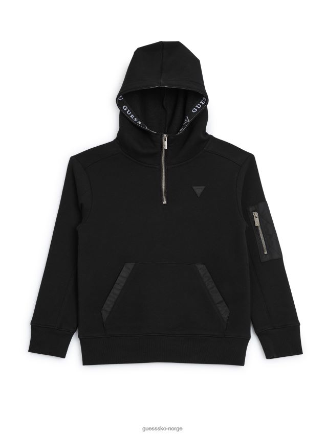 Guess jet black logan pullover med halv glidelås (7-16) kulsvart gutt F0LJ808885